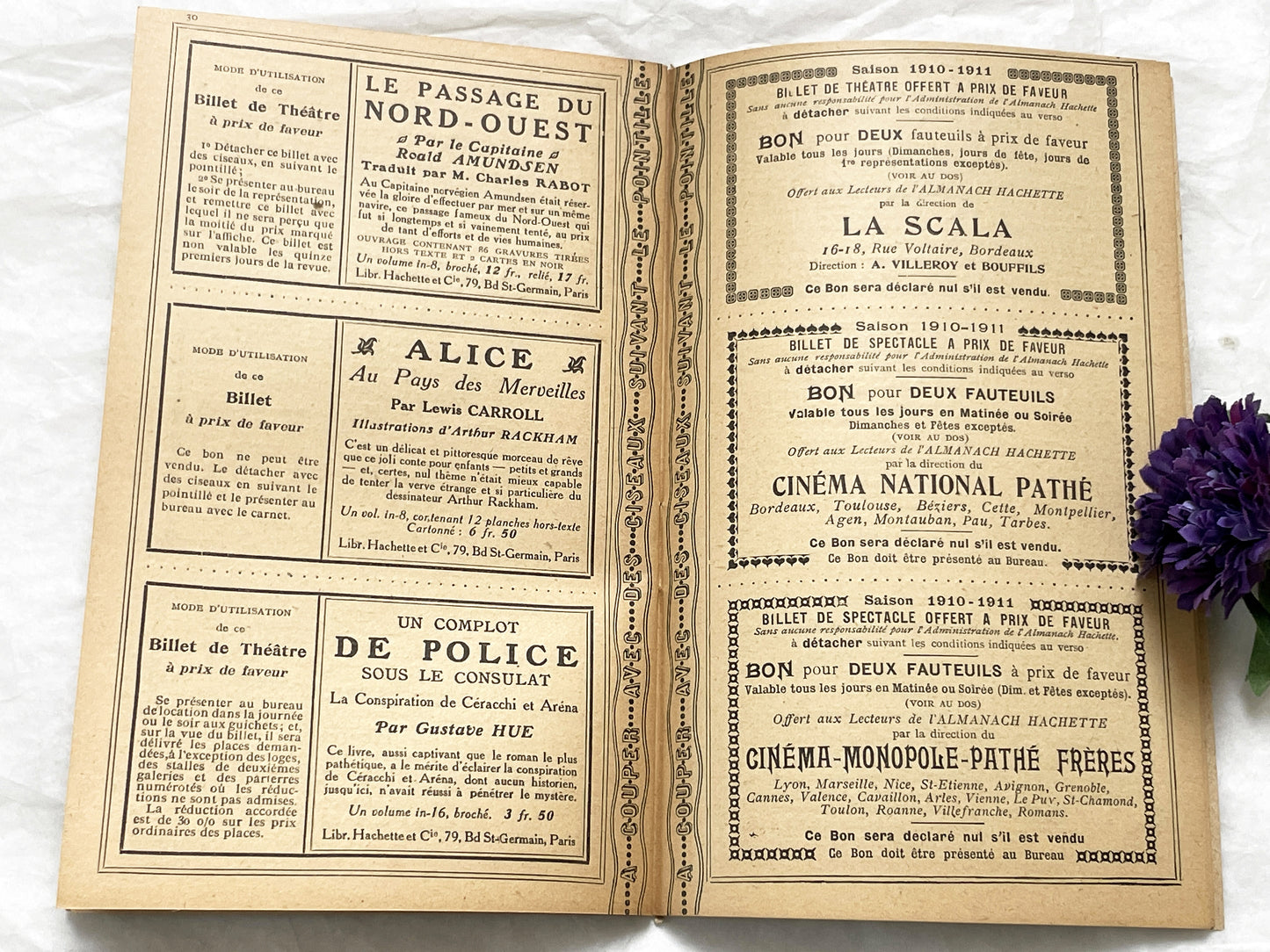 1910s - 42 pages Supplement to the Hachette Almanac – Theatre Ticket Booklet – Paris 1911