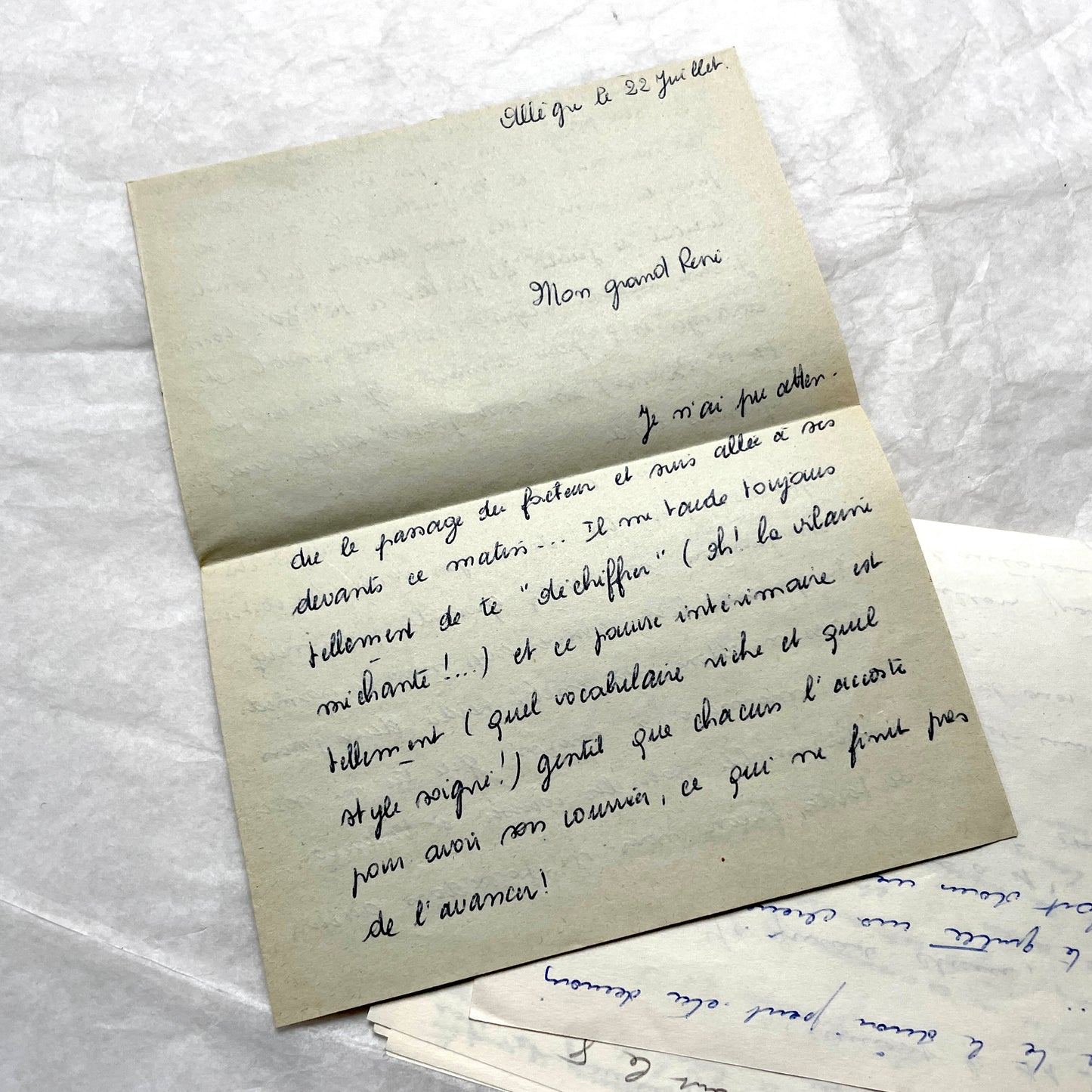 Set of 10 1950s French handwritten letters in cursive script. Vintage personal correspondence.
