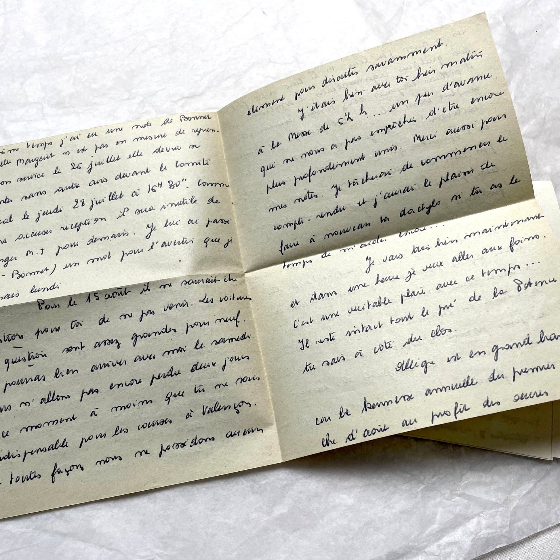 Set of 10 1950s French handwritten letters in cursive script. Vintage personal correspondence.