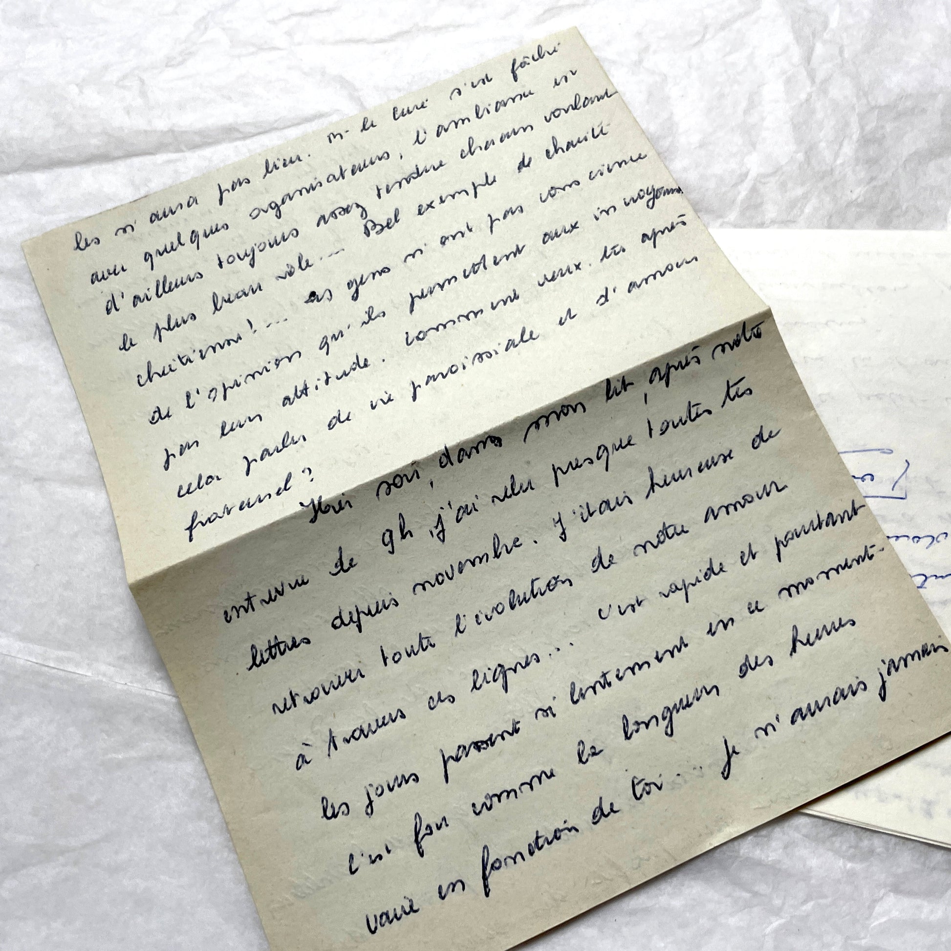 Set of 10 1950s French handwritten letters in cursive script. Vintage personal correspondence.
