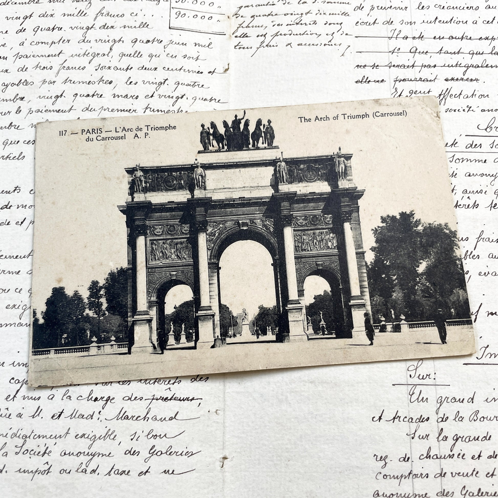 1920s - Vintage Parisian Postcard - Arc de Triomphe du Carrousel - Historic France Architecture - Antique Sepia Photo Print Collectible