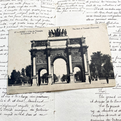1920s - Vintage Parisian Postcard - Arc de Triomphe du Carrousel - Historic France Architecture - Antique Sepia Photo Print Collectible