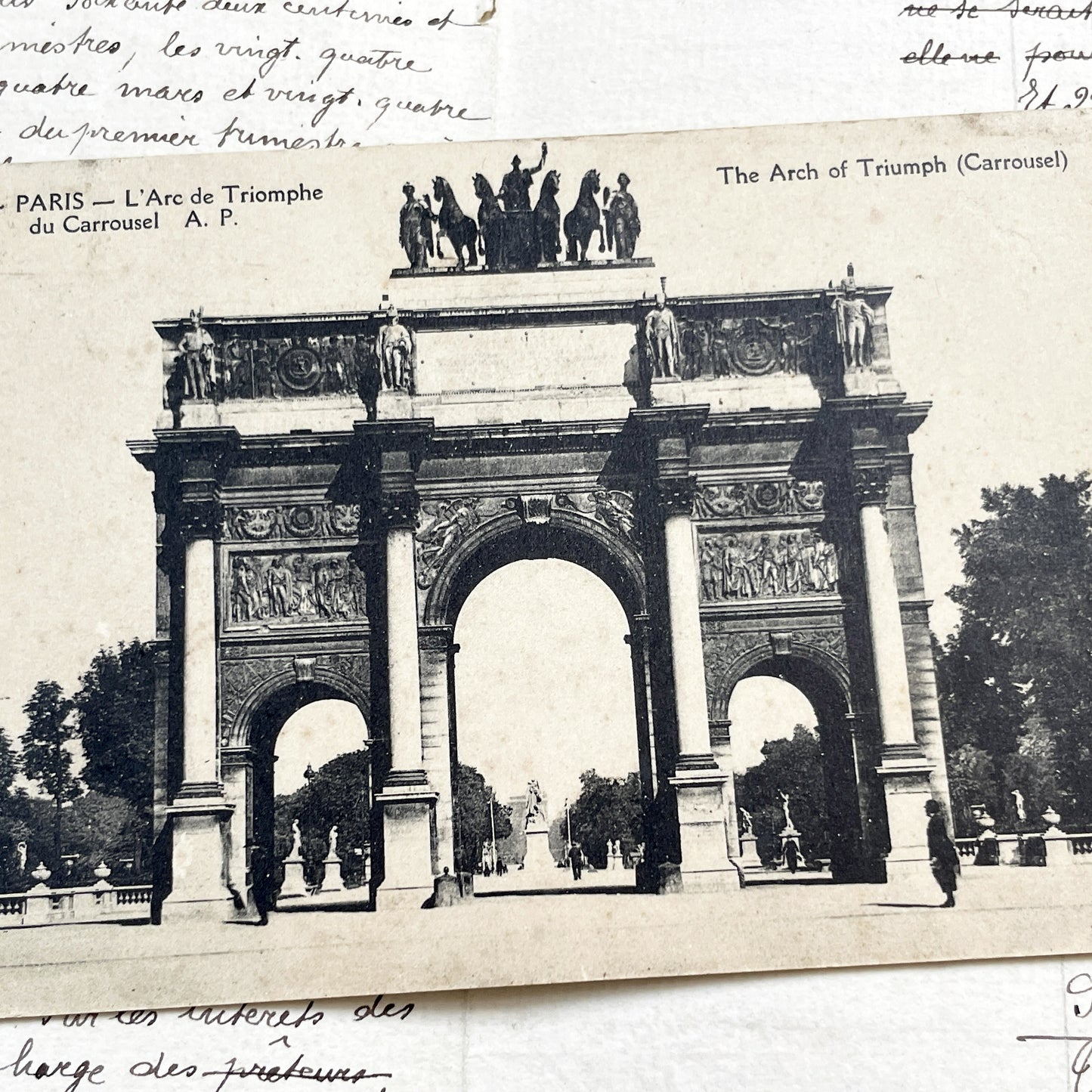 1920s - Vintage Parisian Postcard - Arc de Triomphe du Carrousel - Historic France Architecture - Antique Sepia Photo Print Collectible