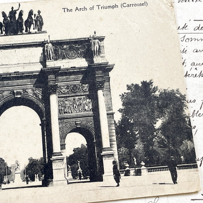 1920s - Vintage Parisian Postcard - Arc de Triomphe du Carrousel - Historic France Architecture - Antique Sepia Photo Print Collectible