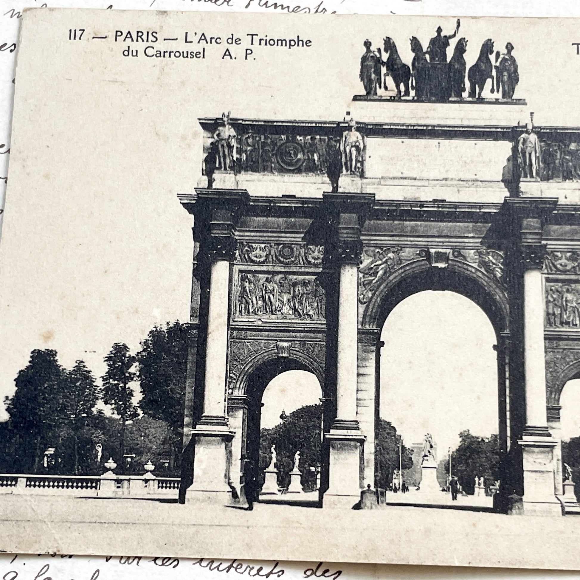 1920s - Vintage Parisian Postcard - Arc de Triomphe du Carrousel - Historic France Architecture - Antique Sepia Photo Print Collectible