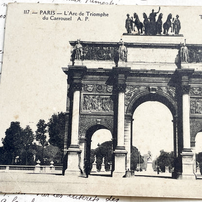 1920s - Vintage Parisian Postcard - Arc de Triomphe du Carrousel - Historic France Architecture - Antique Sepia Photo Print Collectible