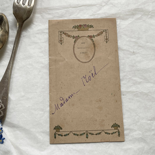 1900s - Exquisite French Menu Card - Elegant 1909 Dinner - Vintage Culinary Experience - Historical Fine Dining Memorabilia
