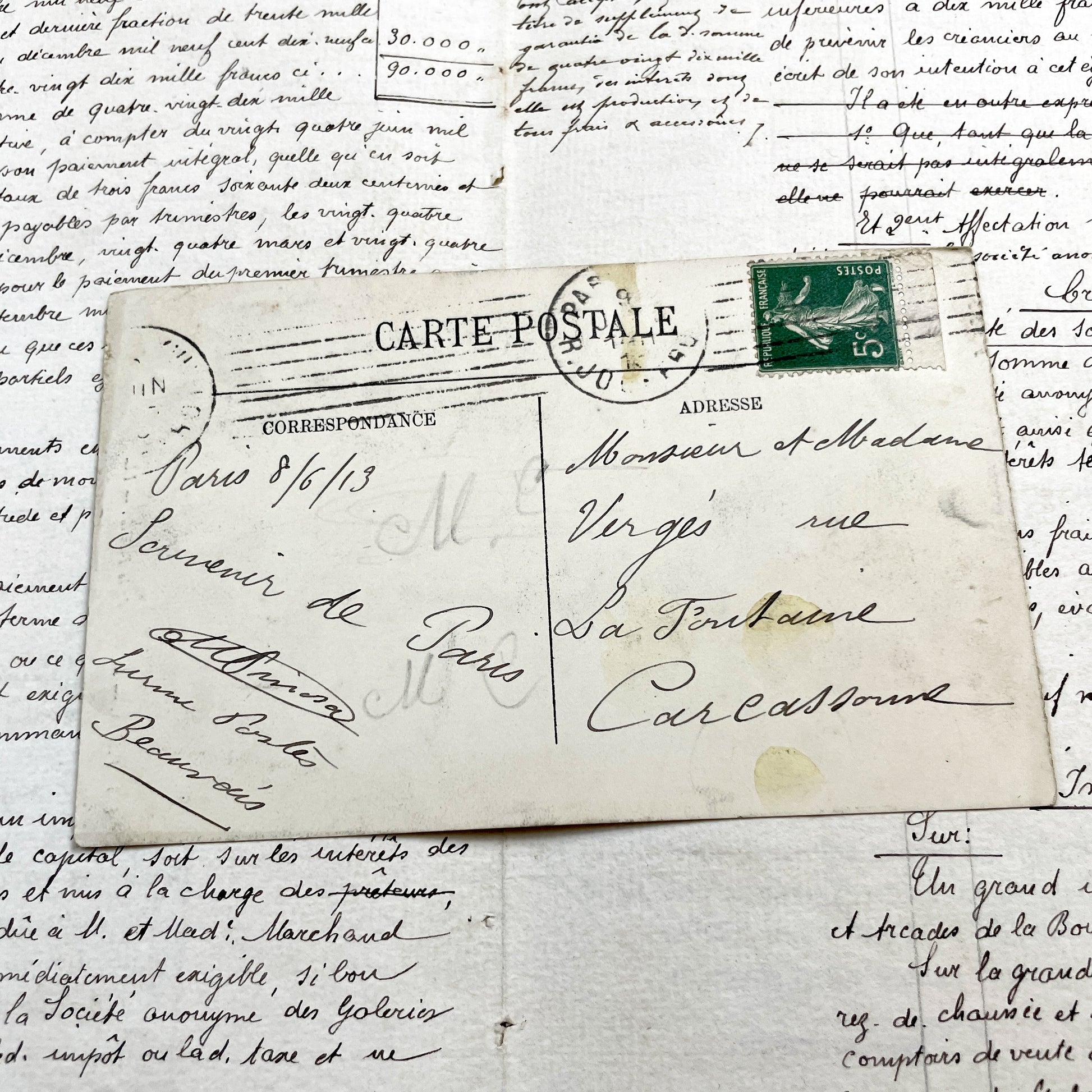 1910s - Vintage Paris Postcard - Place De La Bastille - July Column Genie De La Liberte Statue - Horse Drawn Carriages - French Memorabilia