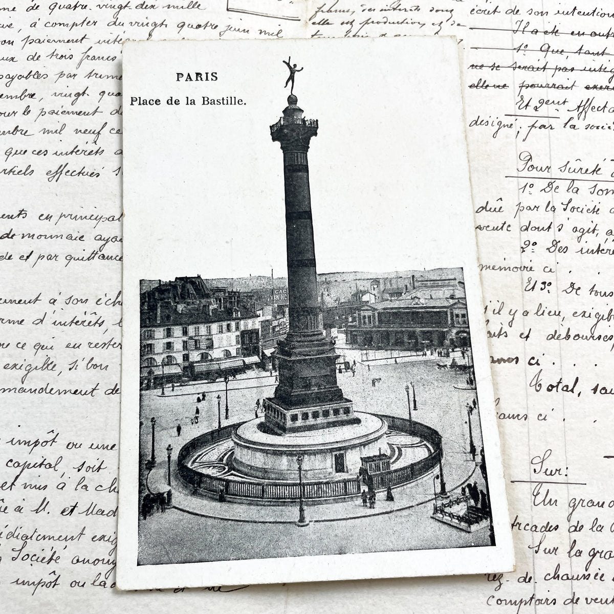 1900s - Paris Bastille Postcard - July Column Monument Photo - Vintage French Landmark Print - Historical Capital Scene