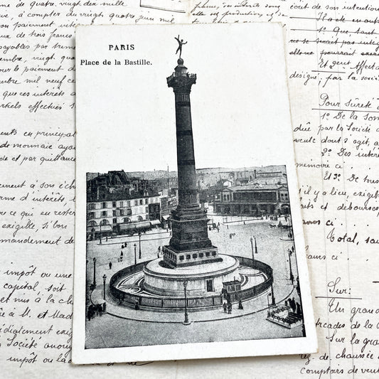 1900s - Paris Bastille Postcard - July Column Monument Photo - Vintage French Landmark Print - Historical Capital Scene