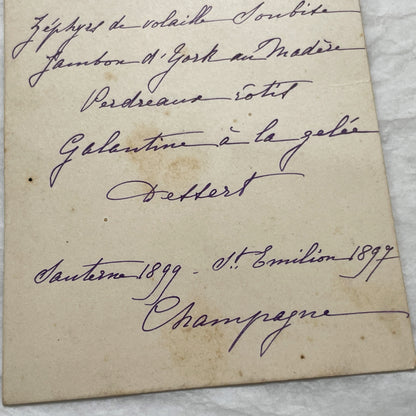 1900s - Elegant French Handwritten Menu Card - Gilded Antique Dinner Menu - Historic Gastronomy from 1907 - Vintage Memorabilia