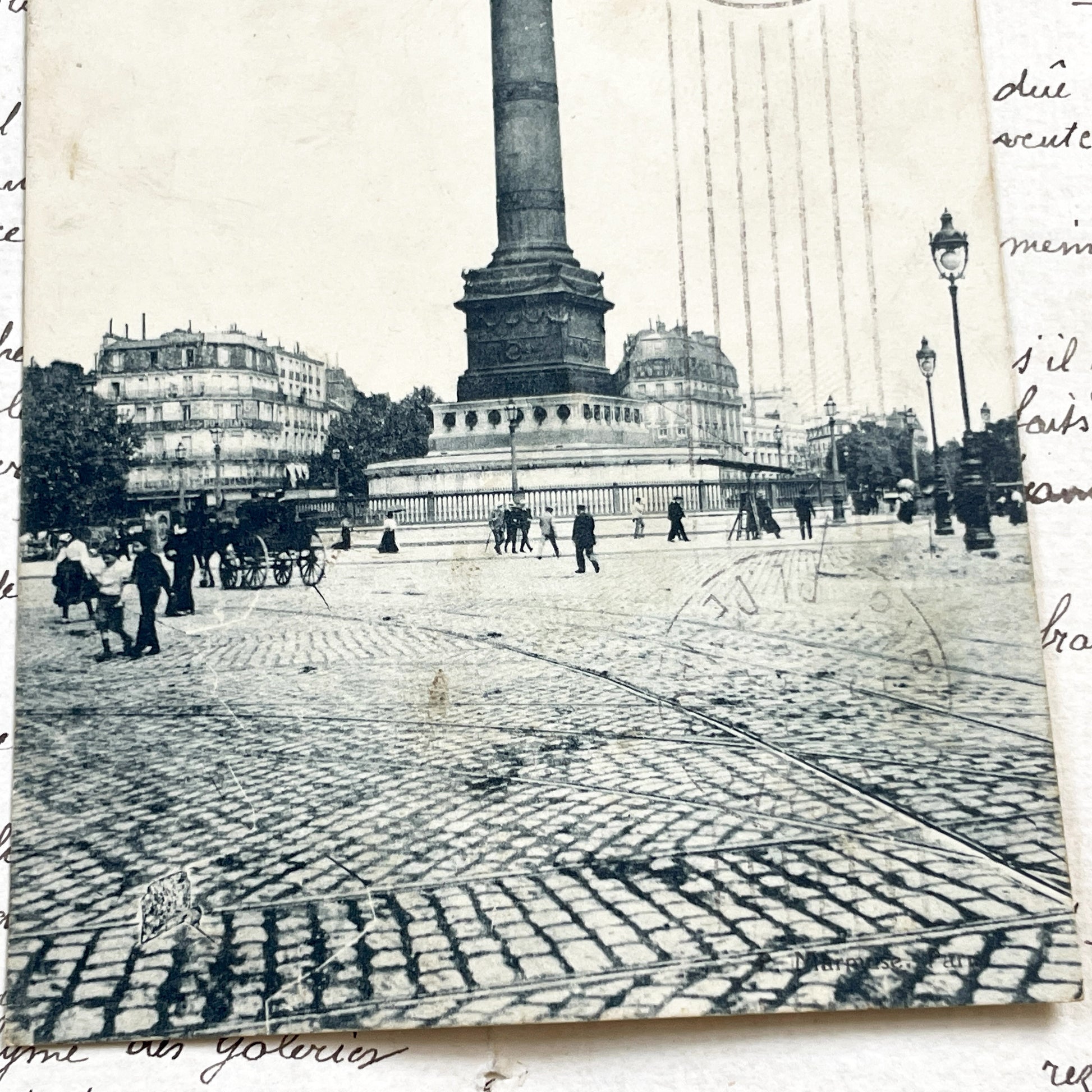 1910s - Vintage Paris Postcard - Historic July Column Bastille - French Capital City Landmark - Architectural Urban Scene Ephemera Art