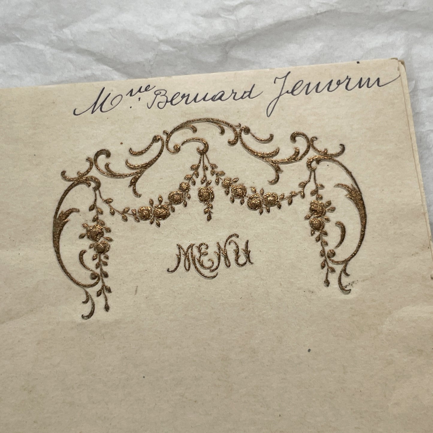 1900s - Antique French Menu Card - Elegant Hand-Written Dinner Party Souvenir - Formal Dining Experience Memorabilia
