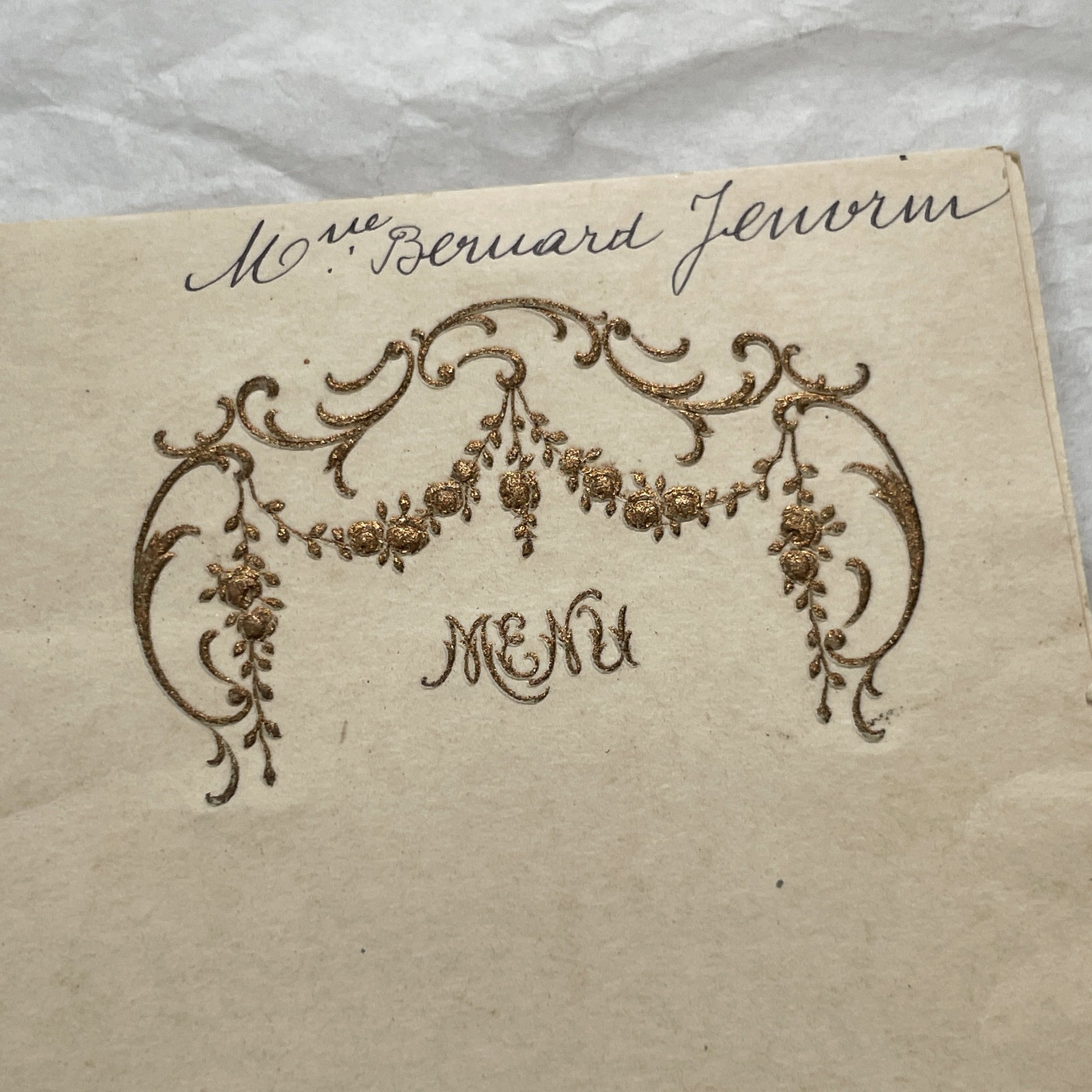 1900s - Antique French Menu Card - Elegant Hand-Written Dinner Party Souvenir - Formal Dining Experience Memorabilia