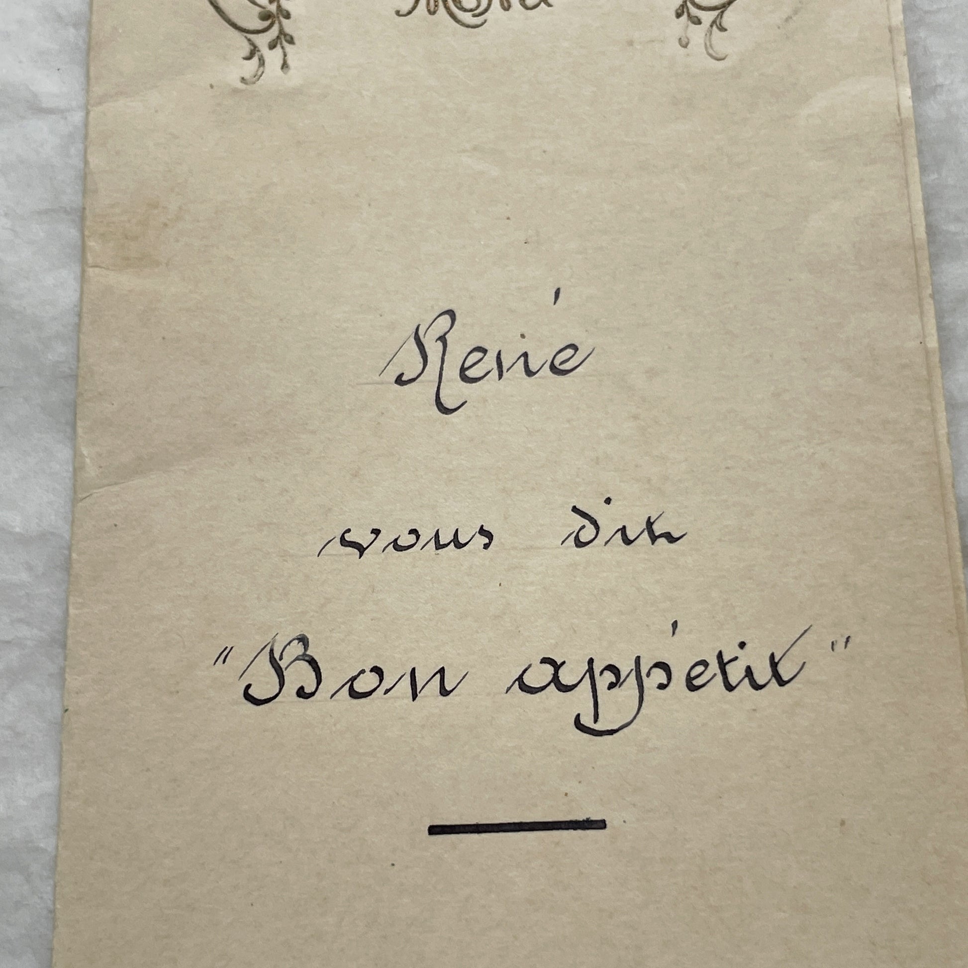 1900s - Vintage French Menu - Elegant Handwritten Meal Card - Monsieur Bernard Jeuvrin's Dinner - Historic Dining Experience