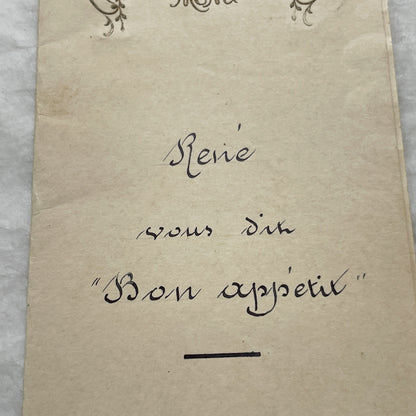 1900s - Vintage French Menu - Elegant Handwritten Meal Card - Monsieur Bernard Jeuvrin's Dinner - Historic Dining Experience