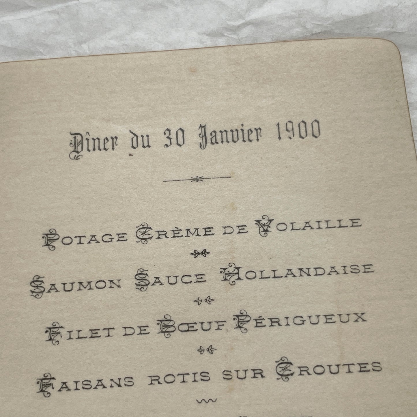 1900s - Vintage Hotel De Paris Dinner Menu - Classic French Cuisine - Exquisite Dining Experience from the Turn of the Century