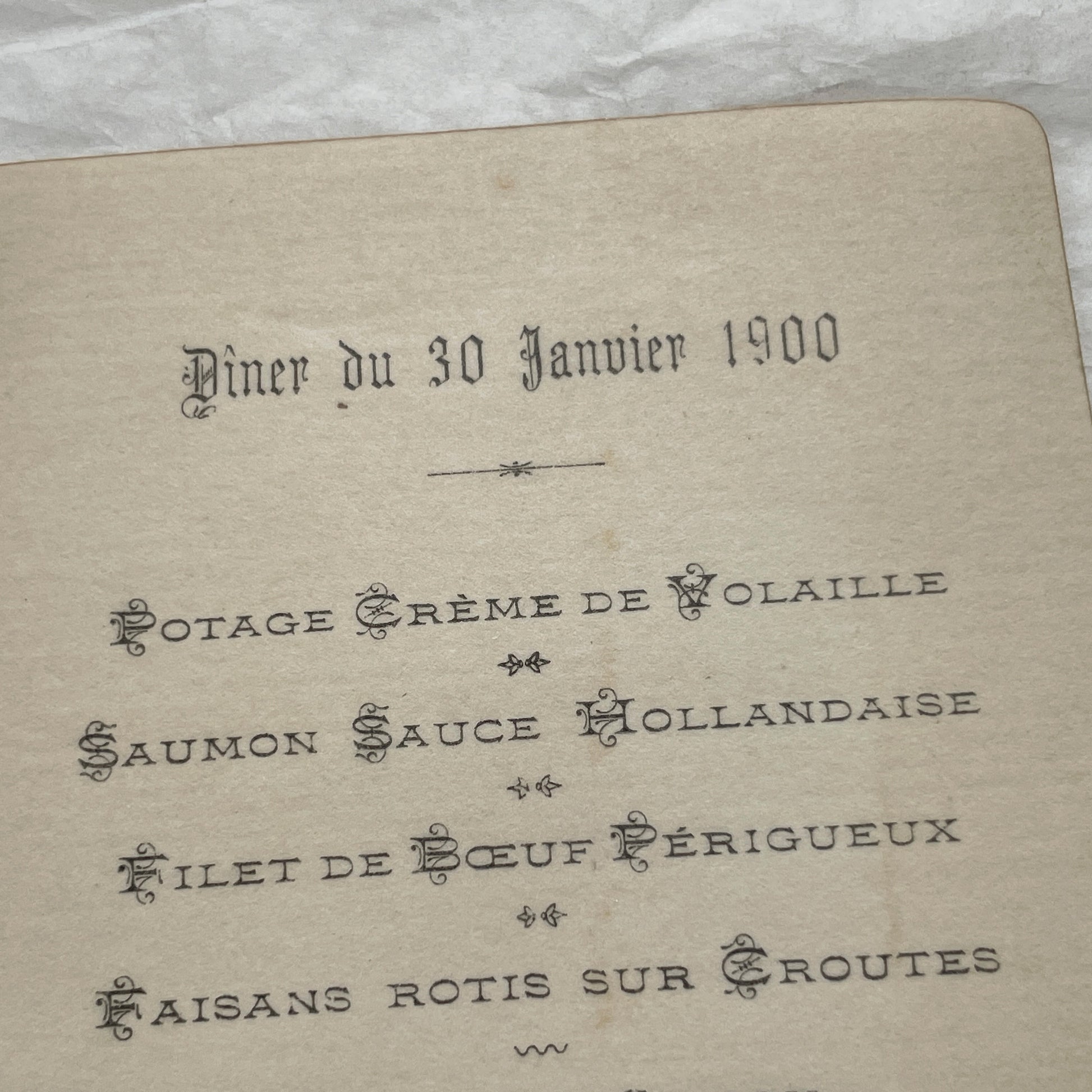 1900s - Vintage Hotel De Paris Dinner Menu - Classic French Cuisine - Exquisite Dining Experience from the Turn of the Century