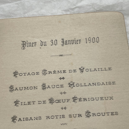 1900s - Vintage Hotel De Paris Dinner Menu - Classic French Cuisine - Exquisite Dining Experience from the Turn of the Century