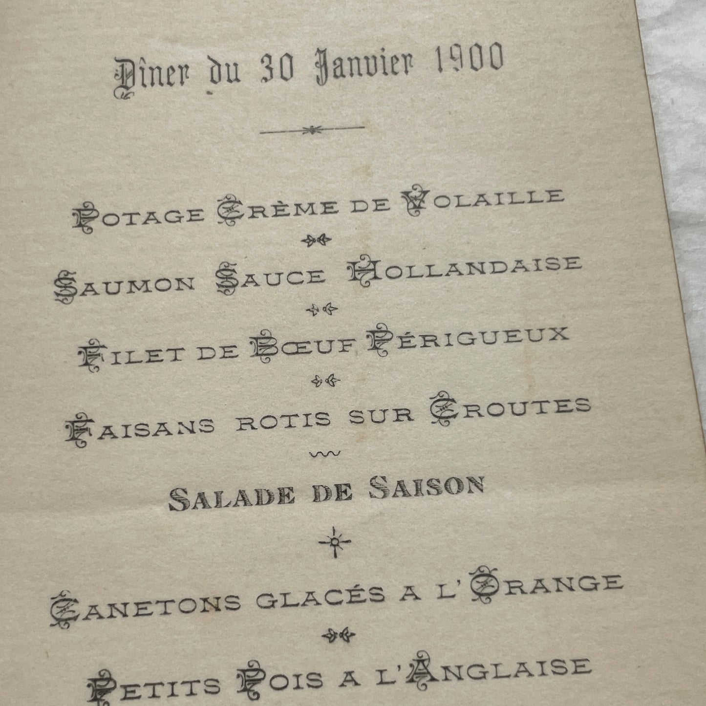 1900s - Vintage Hotel De Paris Dinner Menu - Classic French Cuisine - Exquisite Dining Experience from the Turn of the Century