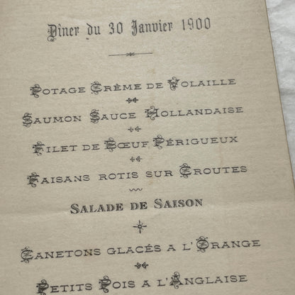 1900s - Vintage Hotel De Paris Dinner Menu - Classic French Cuisine - Exquisite Dining Experience from the Turn of the Century