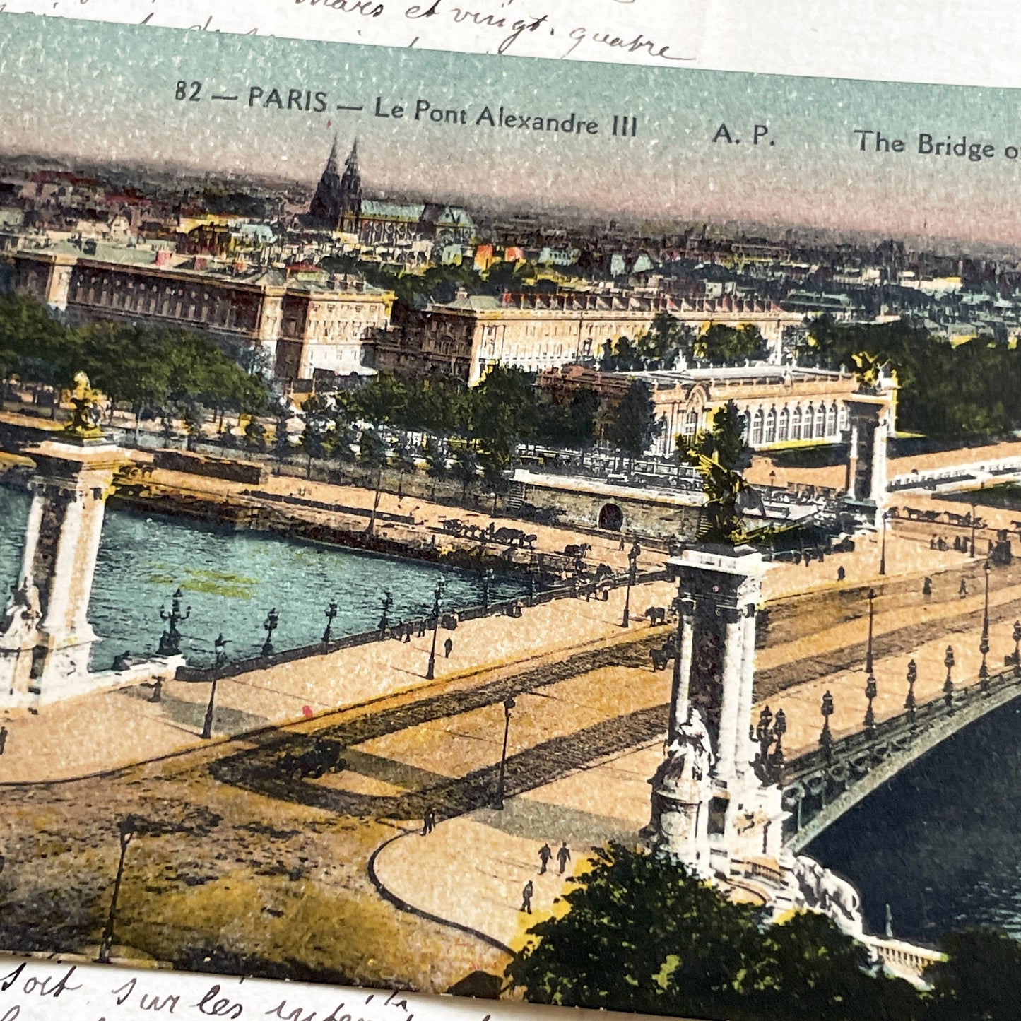 1900s - Vintage Postcard - Pont Alexandre III - Paris - France - Iconic Landmark - River Seine Bridge - French History - European Ephemera