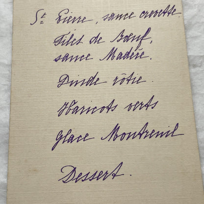 1900s - Vintage French Menu Card - Elegant 1906 Dinner Event - Historical Fine Dining Cuisine - Hand-Written Details - Special Occasion Meal