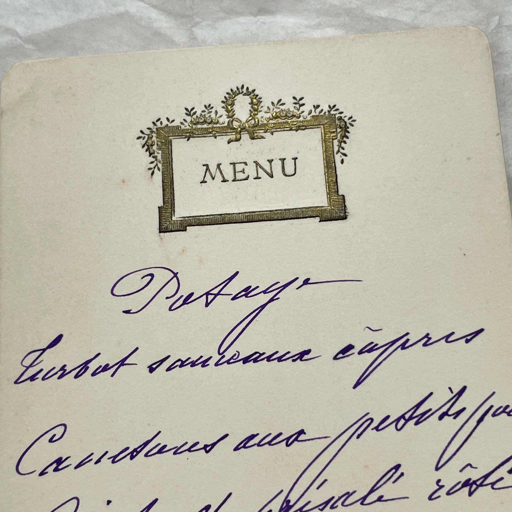 1900s - Vintage French Menu from 1906 - Handwritten Dinner Card Featuring Classic Cuisine - Historic Gastronomy Ephemera