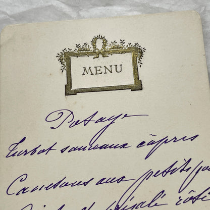 1900s - Vintage French Menu from 1906 - Handwritten Dinner Card Featuring Classic Cuisine - Historic Gastronomy Ephemera