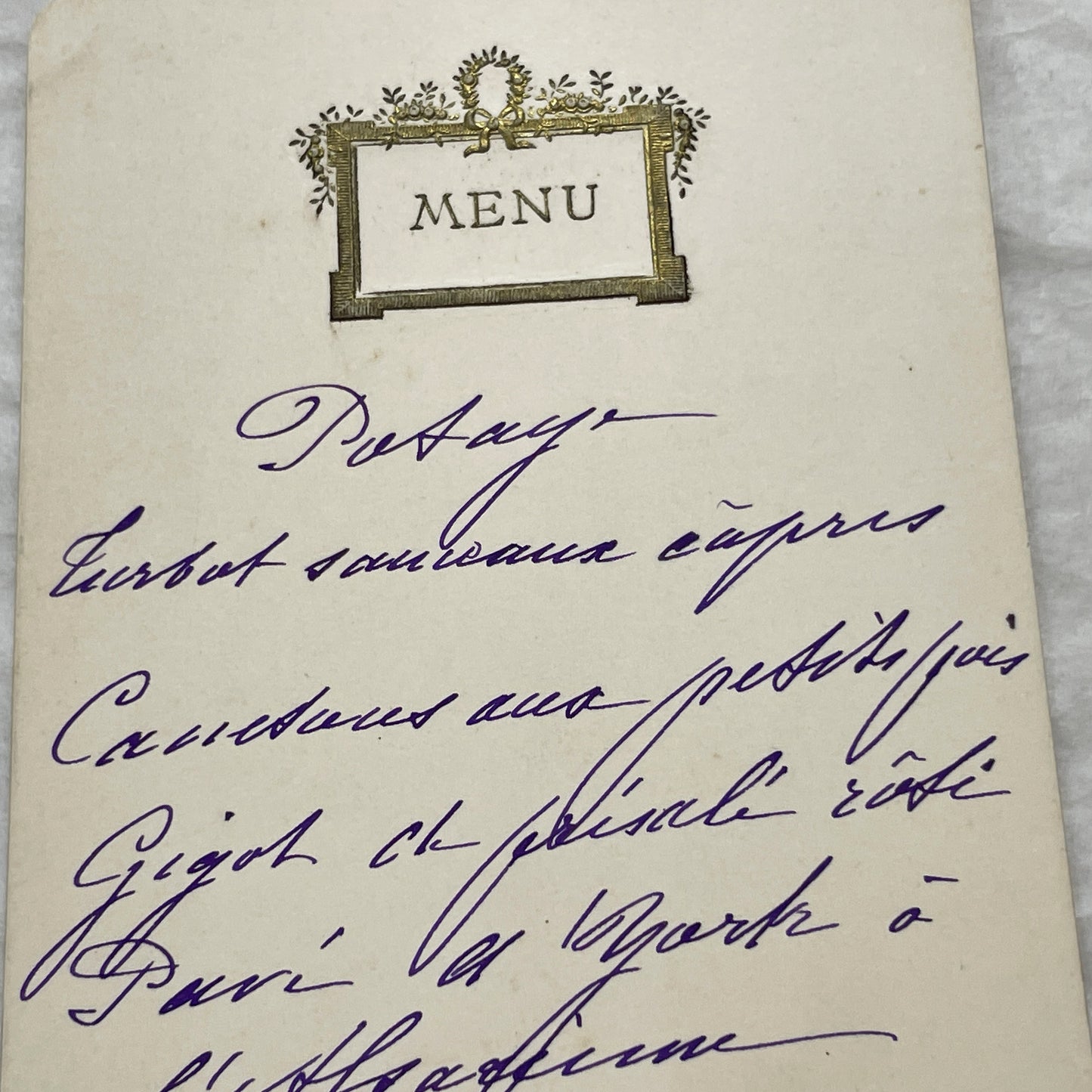 1900s - Vintage French Menu from 1906 - Handwritten Dinner Card Featuring Classic Cuisine - Historic Gastronomy Ephemera