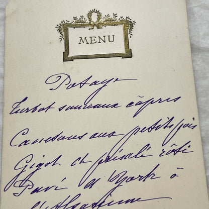 1900s - Vintage French Menu from 1906 - Handwritten Dinner Card Featuring Classic Cuisine - Historic Gastronomy Ephemera