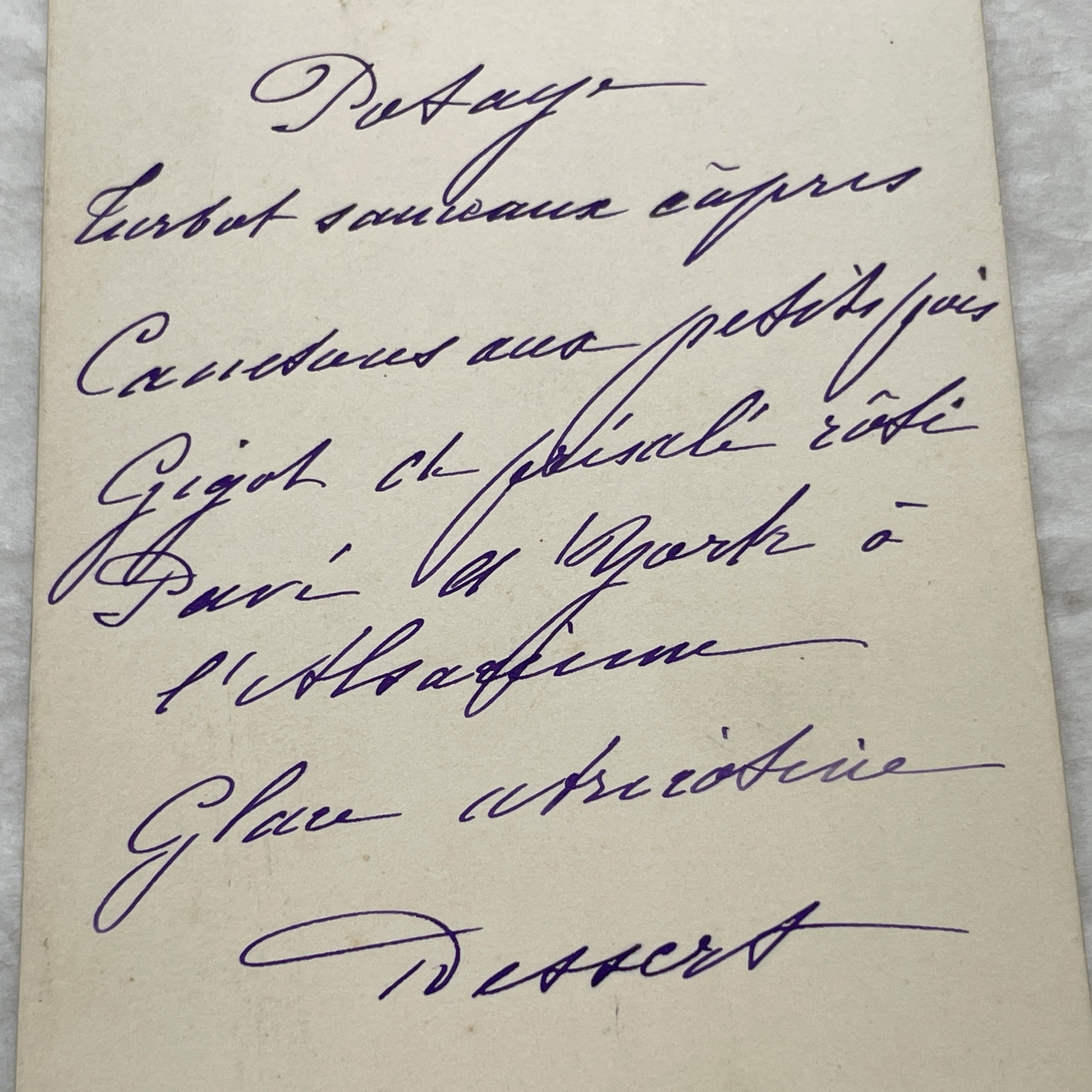 1900s - Vintage French Menu from 1906 - Handwritten Dinner Card Featuring Classic Cuisine - Historic Gastronomy Ephemera