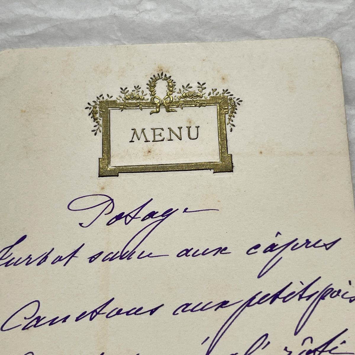 1900s - Vintage French Menu Card - Elegant Hand-Written Dinner Selection - Historical Gastronomy - June 14, 1906 Formal Meal Ephemera