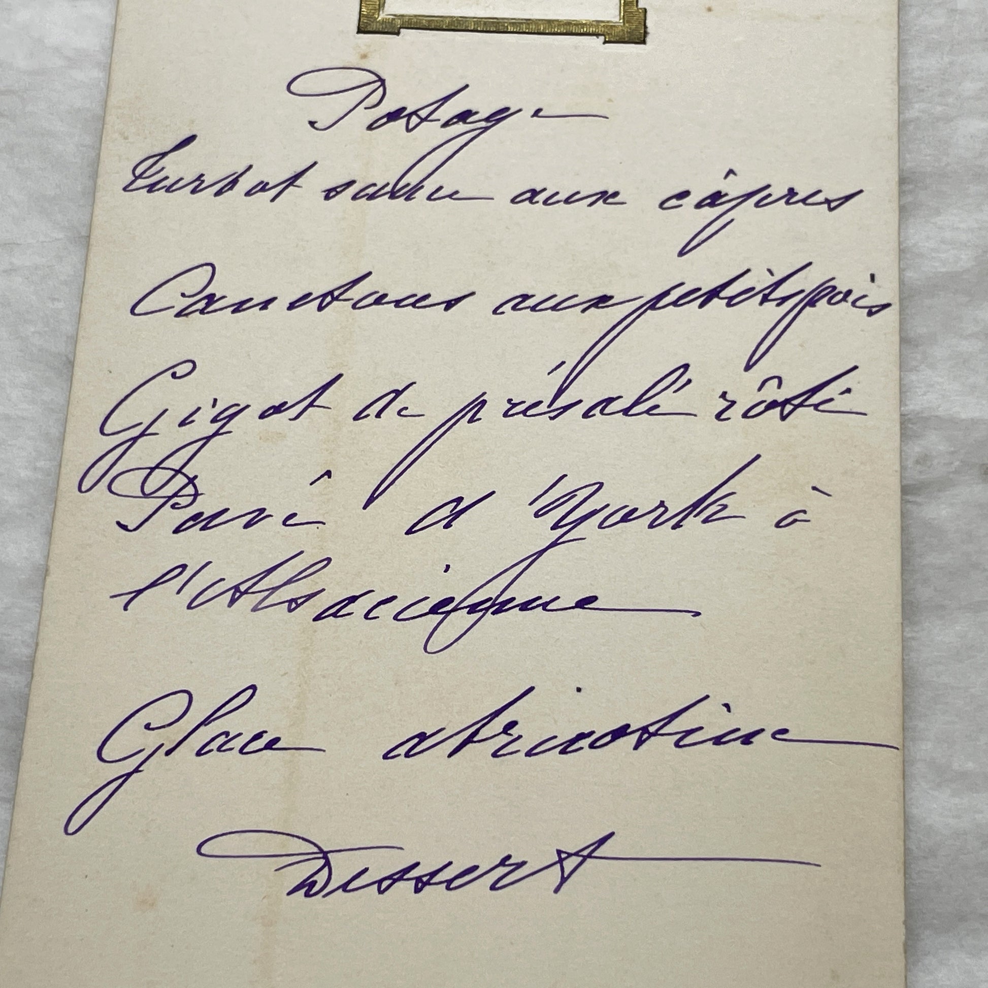 1900s - Vintage French Menu Card - Elegant Hand-Written Dinner Selection - Historical Gastronomy - June 14, 1906 Formal Meal Ephemera