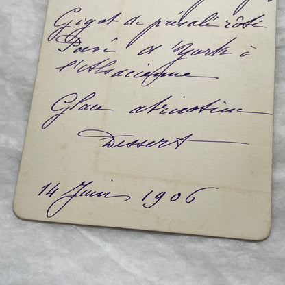 1900s - Vintage French Menu Card - Elegant Hand-Written Dinner Selection - Historical Gastronomy - June 14, 1906 Formal Meal Ephemera