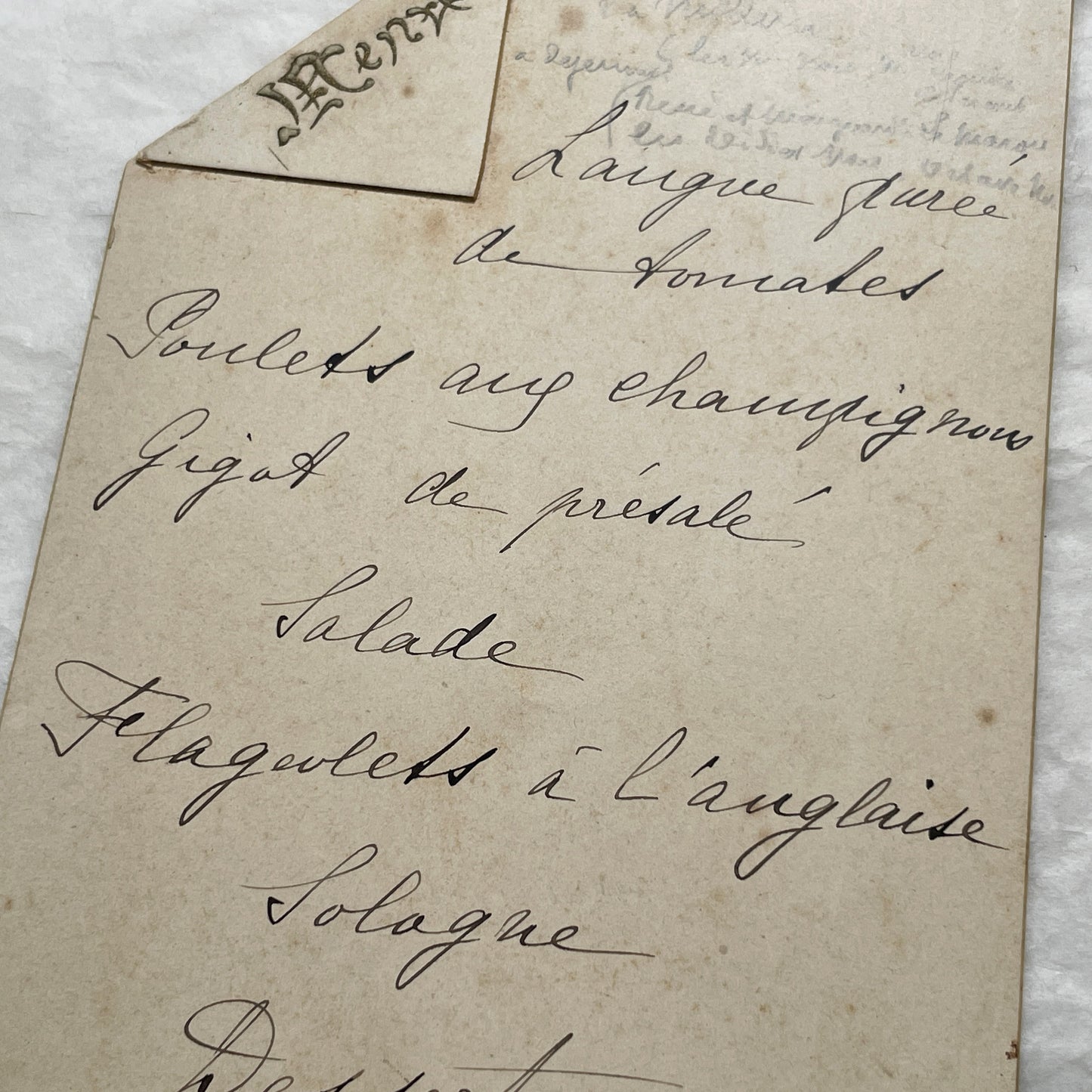 1900s - Vintage French Handwritten Menu Card - Historical Dining - Elegant Meal Plan from 1906 - Classic French Cuisine Revealed