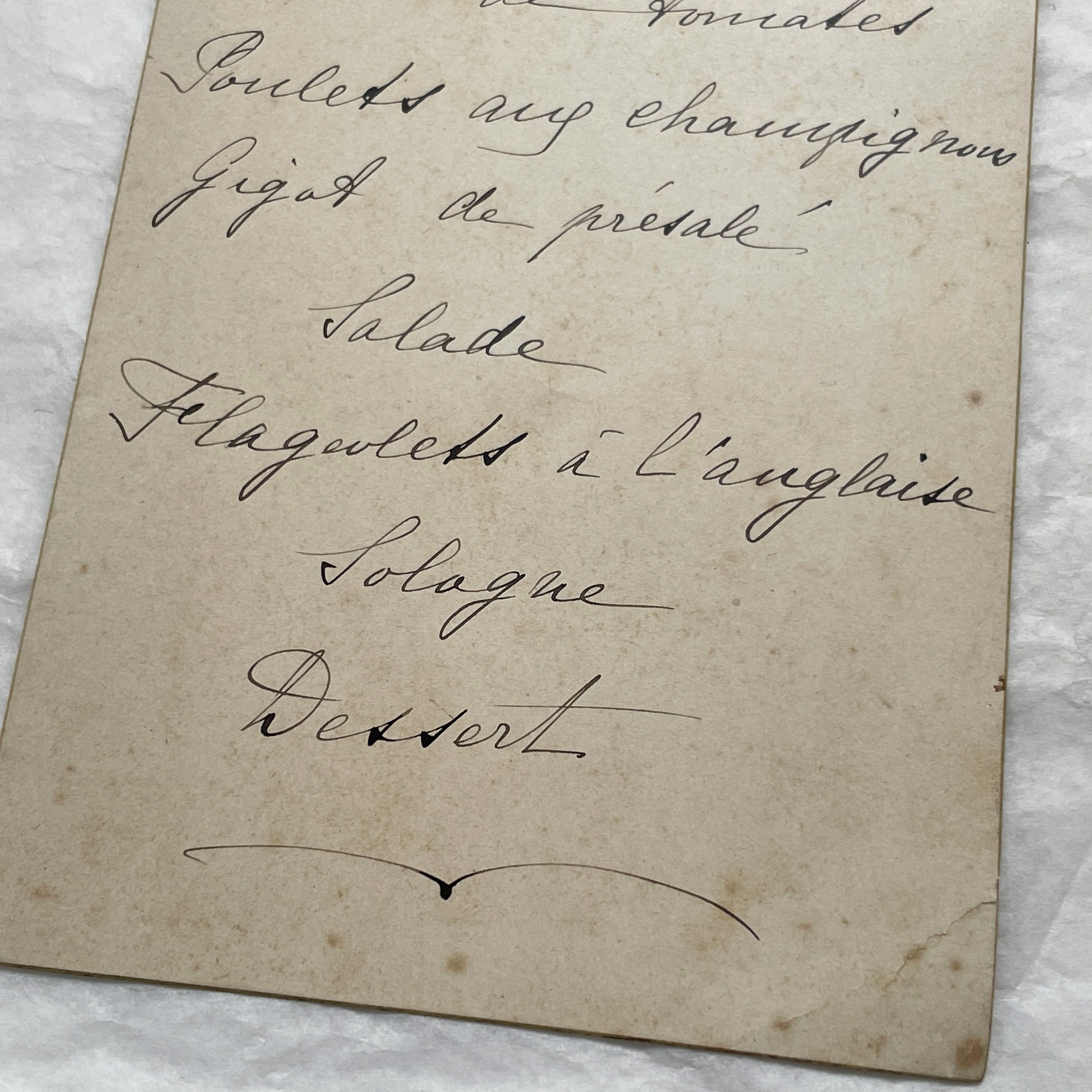 1900s - Vintage French Handwritten Menu Card - Historical Dining - Elegant Meal Plan from 1906 - Classic French Cuisine Revealed