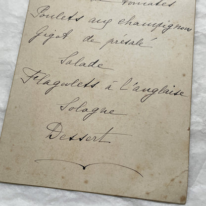 1900s - Vintage French Handwritten Menu Card - Historical Dining - Elegant Meal Plan from 1906 - Classic French Cuisine Revealed