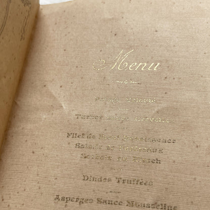 1900s - Exquisite French Menu Card - Elegant 1909 Dinner - Vintage Culinary Experience - Historical Fine Dining Memorabilia