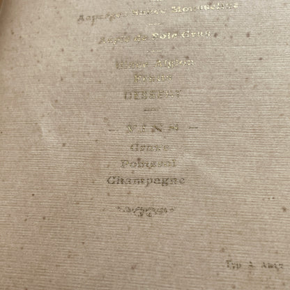 1900s - Exquisite French Menu Card - Elegant 1909 Dinner - Vintage Culinary Experience - Historical Fine Dining Memorabilia