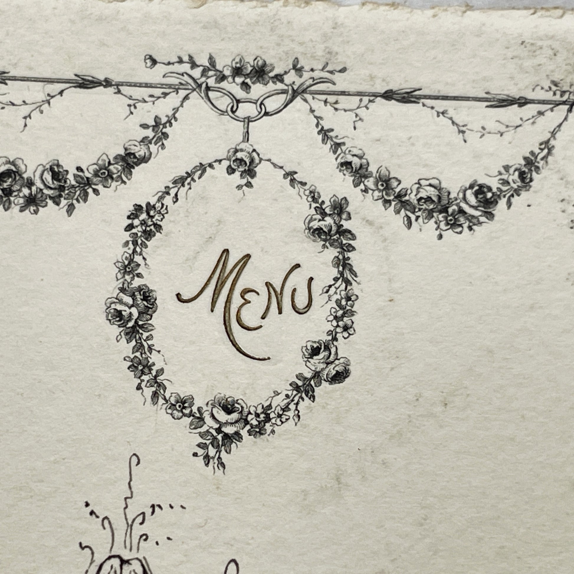 1900s - Exquisite French Menu - Hand-Written Elegant Dining Card - September 25, 1909 - Formal Meal Presentation