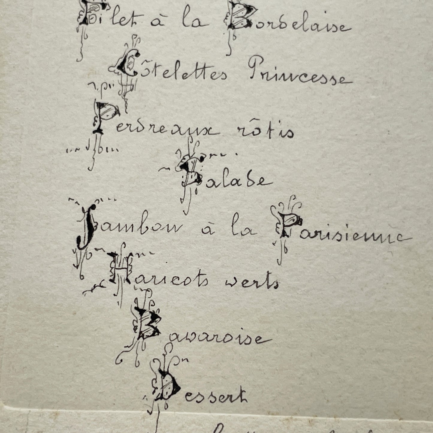 1900s - Exquisite French Menu - Hand-Written Elegant Dining Card - September 25, 1909 - Formal Meal Presentation