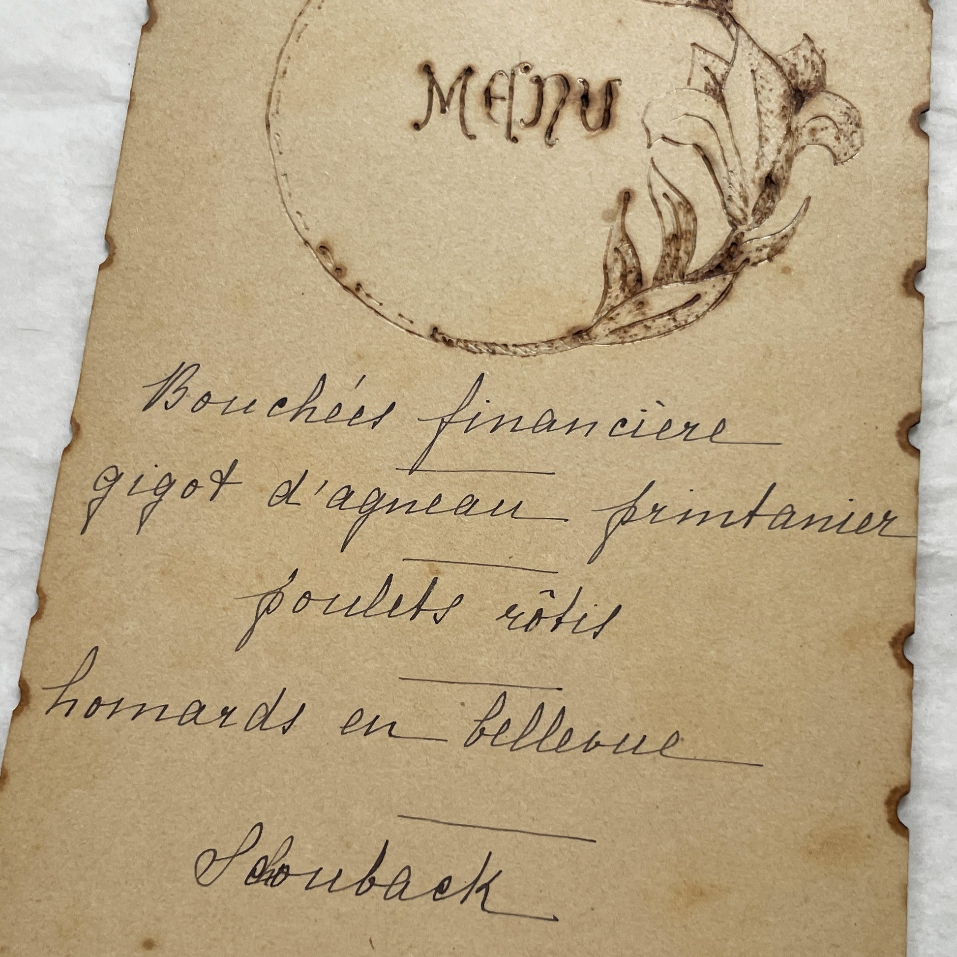 1900s - Handwritten Menu - French Dinner - Early 20th Century Cuisine - Elegant Vintage Dining Experience - Historical Ephemera