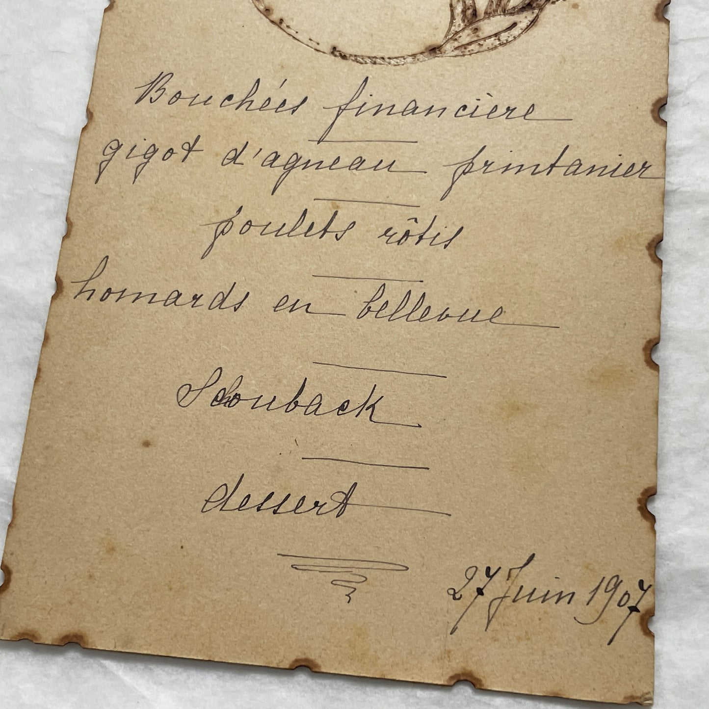1900s - Handwritten Menu - French Dinner - Early 20th Century Cuisine - Elegant Vintage Dining Experience - Historical Ephemera
