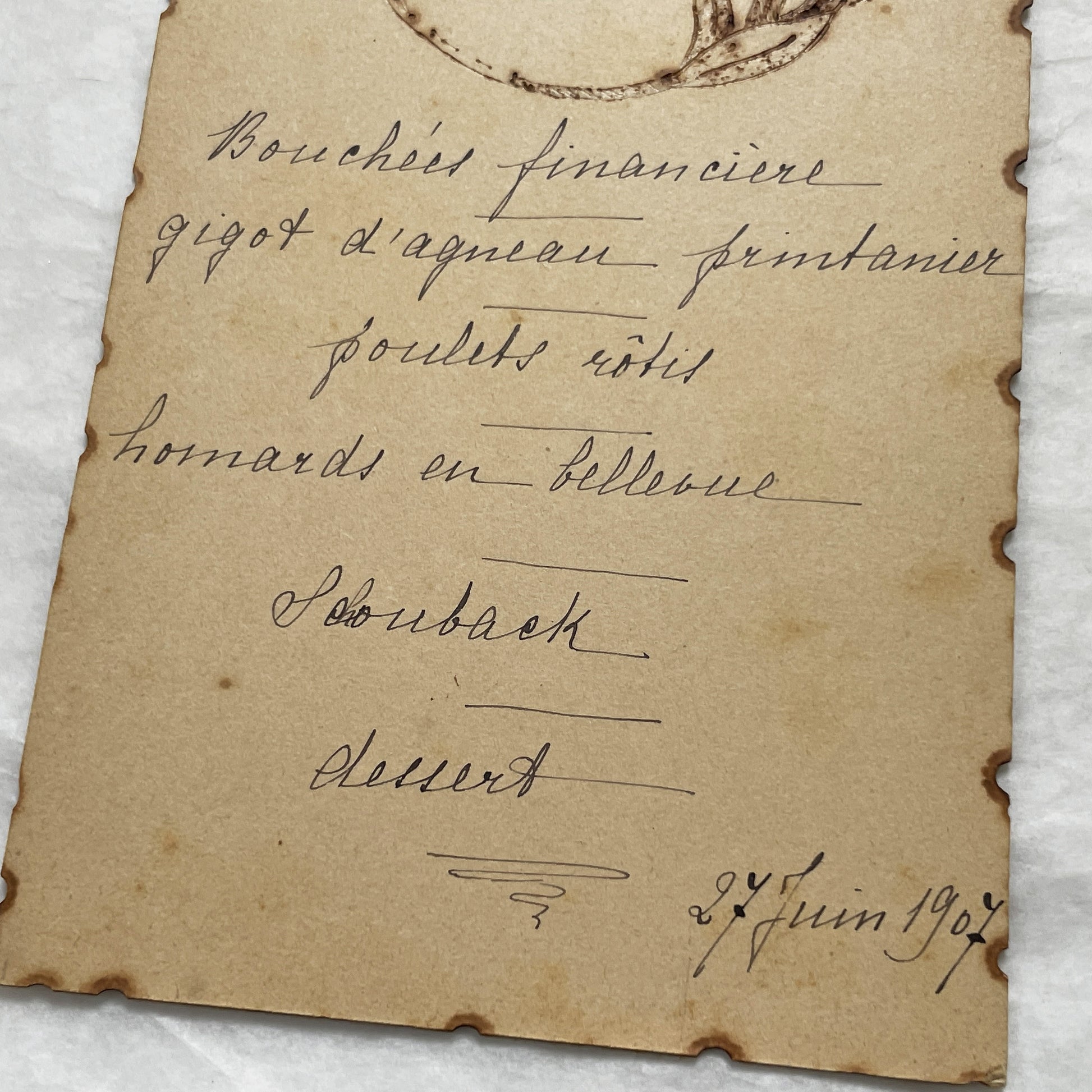 1900s - Handwritten Menu - French Dinner - Early 20th Century Cuisine - Elegant Vintage Dining Experience - Historical Ephemera