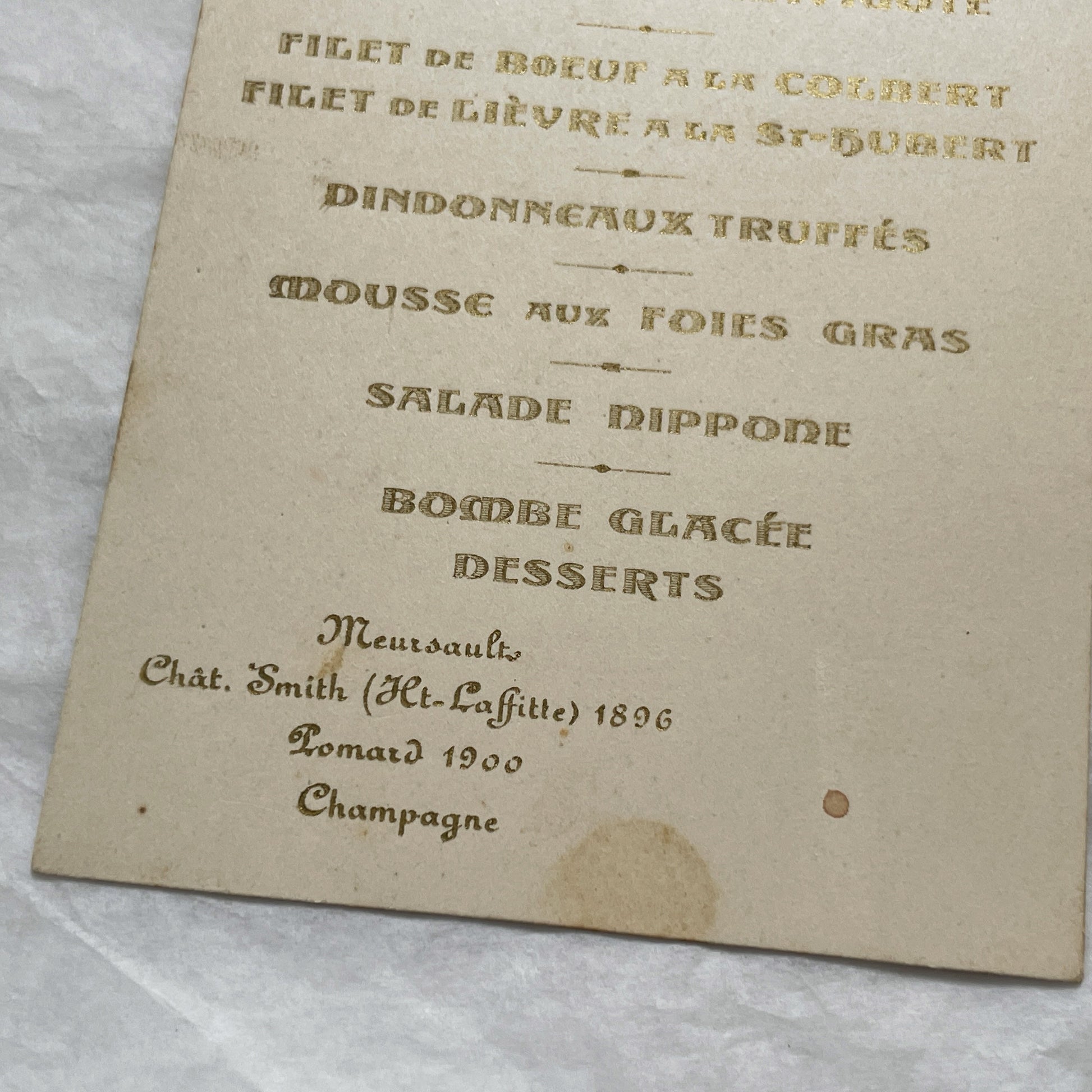 1900s - Elegant French Menu from 1907 - Ornate Gold Design - Classic Dinner Course - Historical Culinary Ephemera - Belle Époque Dining