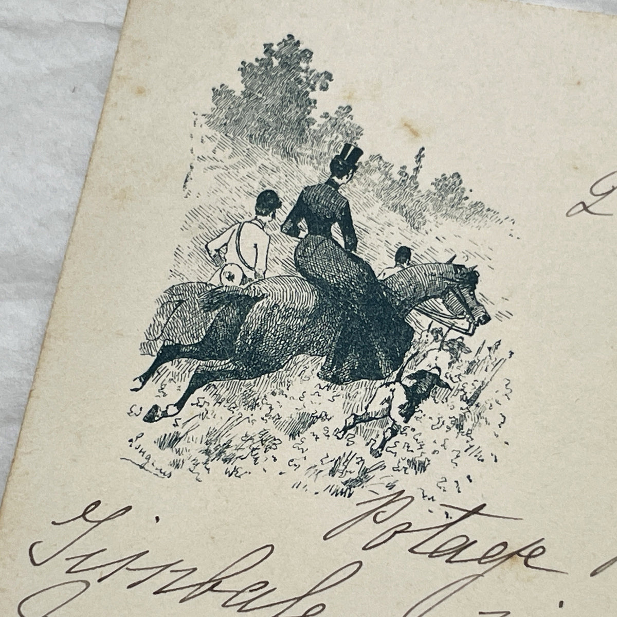 1900s - Vintage French Menu Card with Elegant Handwritten Dinner Selections - Classic Cuisine - Equestrian Illustration - March 21st