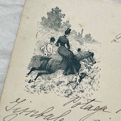 1900s - Vintage French Menu Card with Elegant Handwritten Dinner Selections - Classic Cuisine - Equestrian Illustration - March 21st