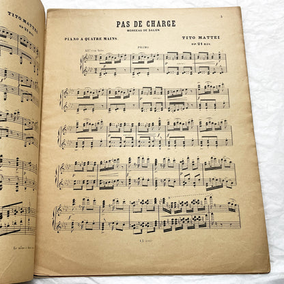 Late 19th century - Salon Piece for Piano Four Hands – Tito Mattei, Op. 21 bis – 19th Century Sheet Music (Alphonse Leduc, Paris)