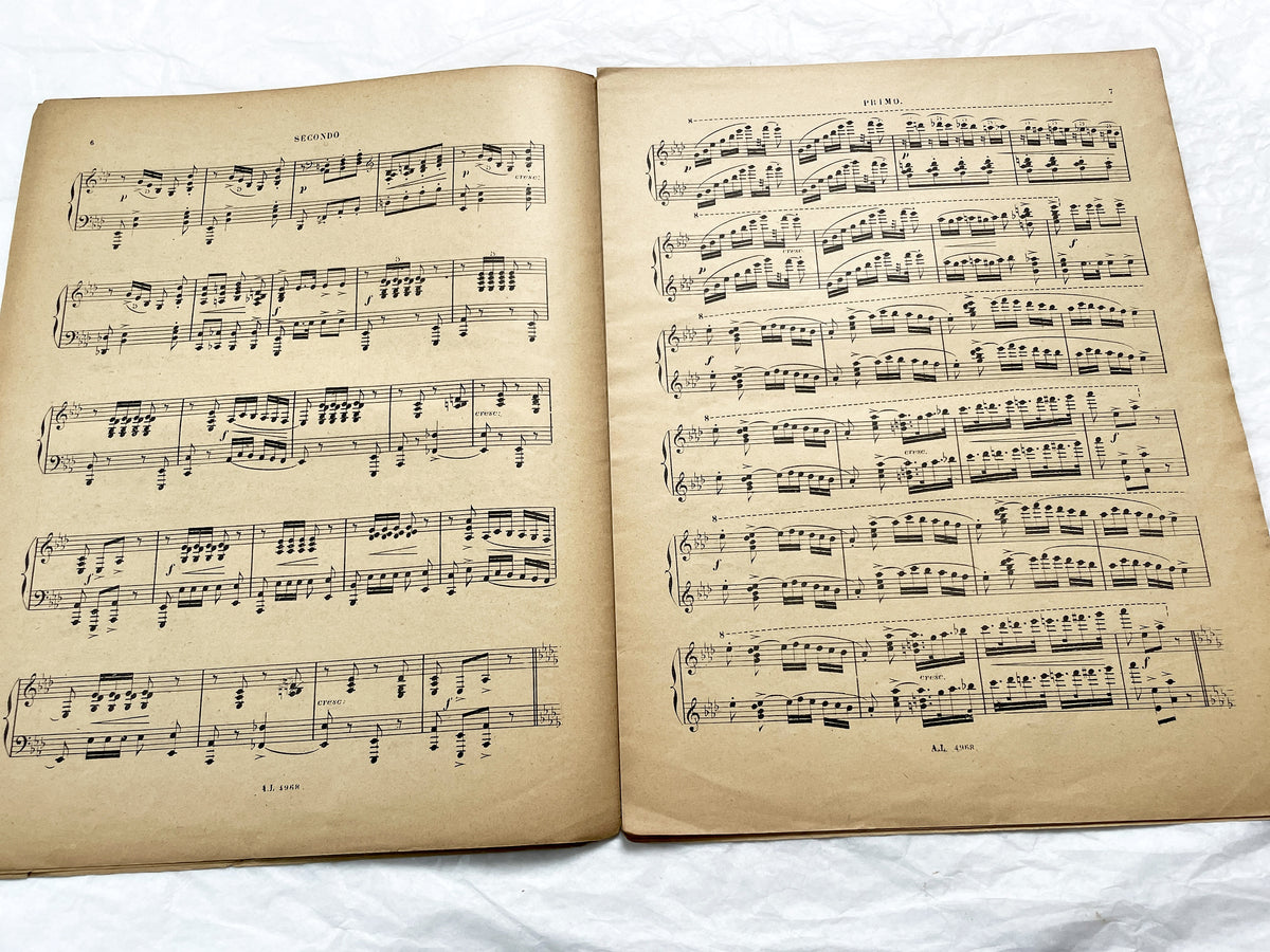 Late 19th century - Salon Piece for Piano Four Hands – Tito Mattei, Op. 21 bis – 19th Century Sheet Music (Alphonse Leduc, Paris)